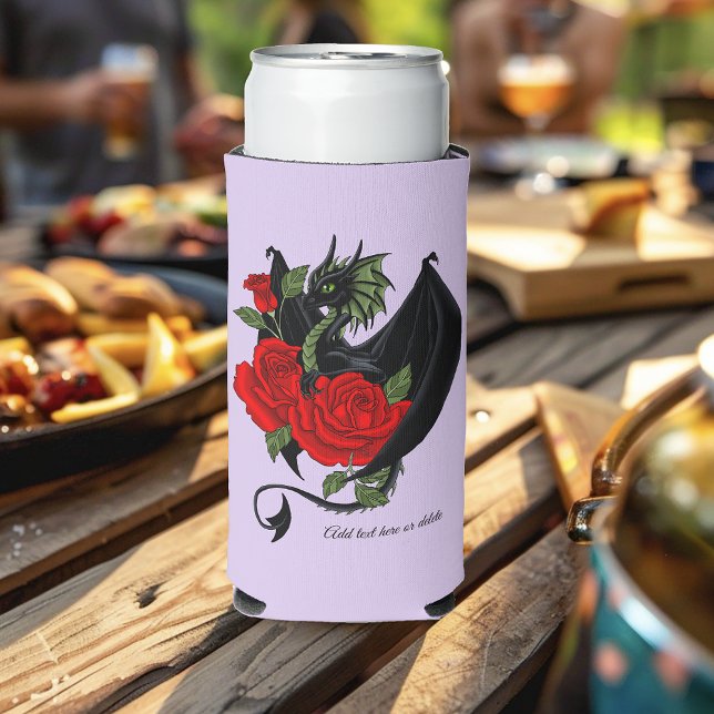 Black Dragon Red Roses Lavender Seltzer Can Cooler (Creator Uploaded)