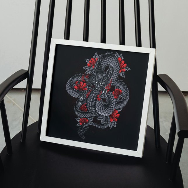 Black Dragon, Red Roses Poster (Creator Uploaded)