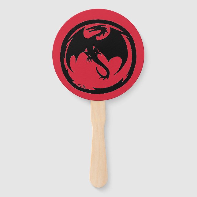Black Dragon red round hand fans (Front)