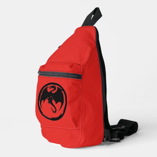 Black Dragon red sling bag backpack (Right Corner)