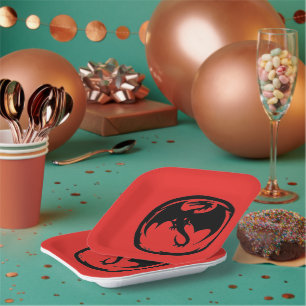 Black Dragon red square paper plates