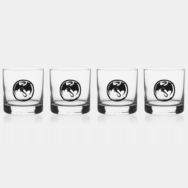 Black Dragon rocks glasses set of 4 (Front)