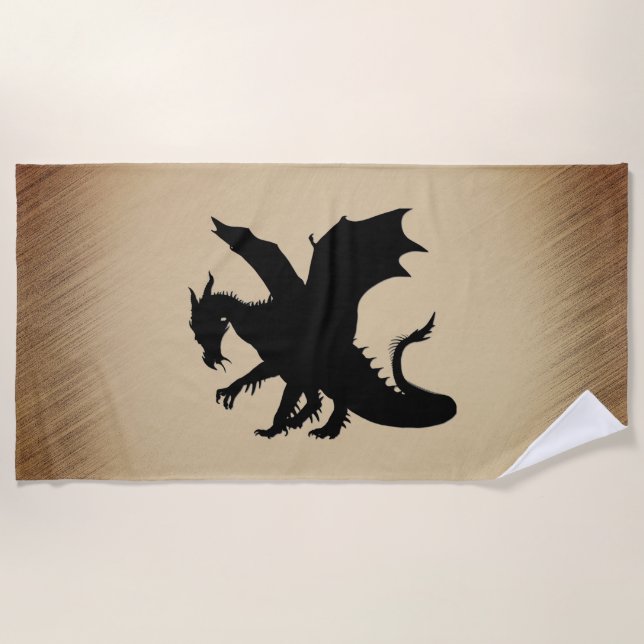 Black Dragon Rustic Background Beach Towel (Front)