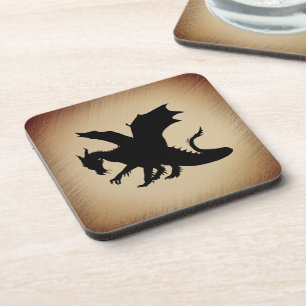 Black Dragon Rustic Background Coaster