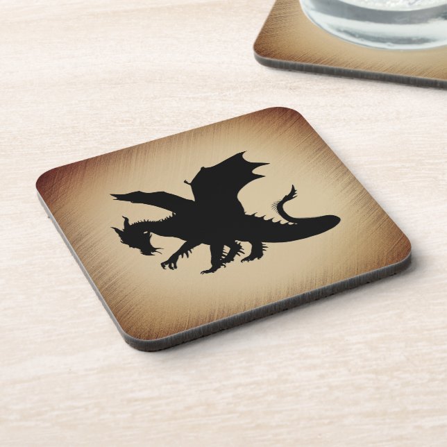 Black Dragon Rustic Background Coaster (Left Side)