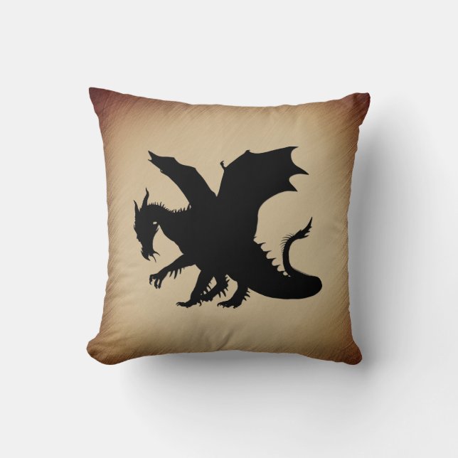 Black Dragon Rustic Background Cushion (Front)