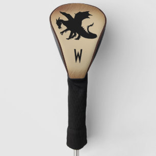 Black Dragon Rustic Background Initial Golf Head Cover