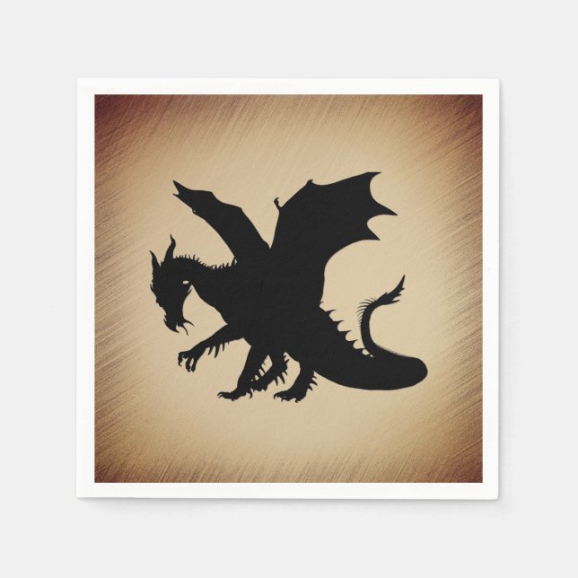 Black Dragon Rustic Background Napkin (Front)