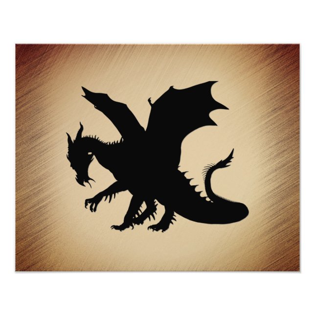 Black Dragon Rustic Background Photo Print (Front)