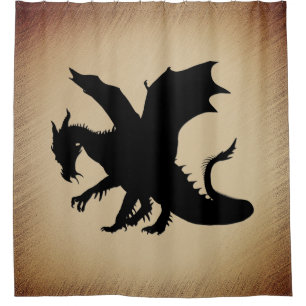Black Dragon Rustic Background Shower Curtain
