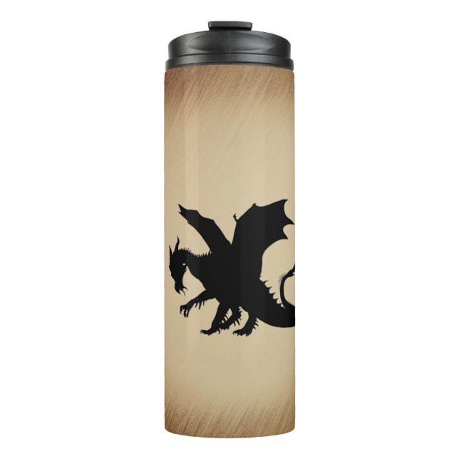 Black Dragon Rustic Background Thermal Tumbler (Front)