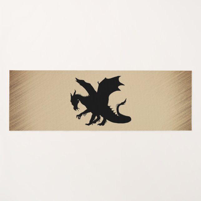 Black Dragon Rustic Background Yoga Mat (Front (Horizontal))