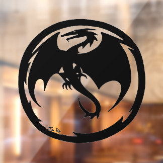 Black Dragon see through window cling front stick