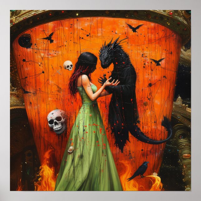 Black Dragon Shadow Work Witchy AI Art Matte Value Poster (Front)