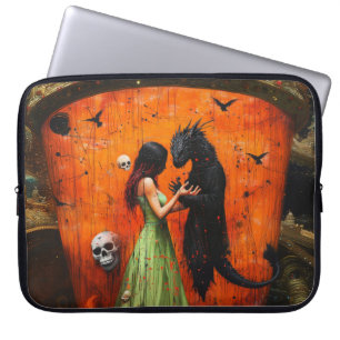 Black Dragon Shadow Work Witchy Recovery AI Art Laptop Sleeve