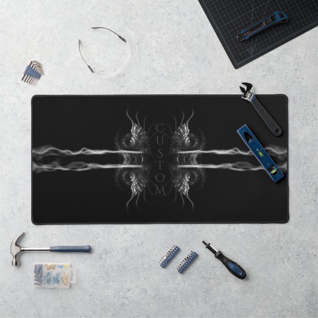 Black Dragon Smoke with Name or Monogram Desk Mat (Workstation)