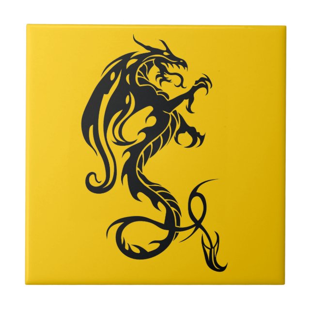 Black Dragon Stencil Right Facing Tile (Front)