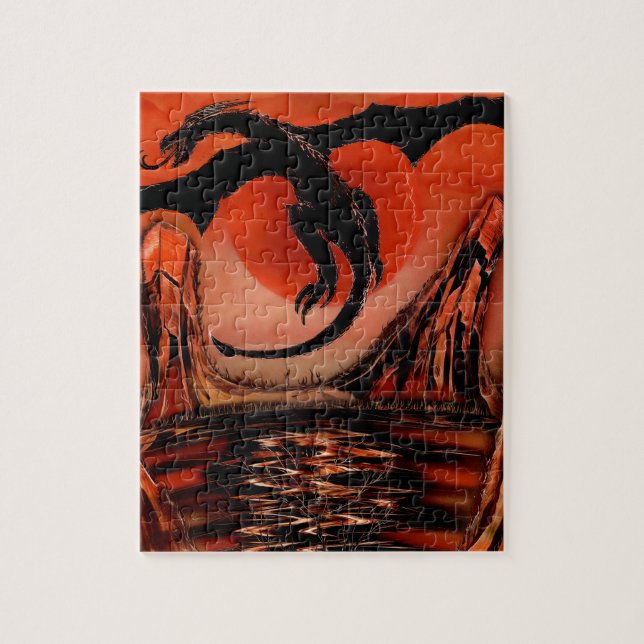 Black Dragon Taking Flight Jigsaw Puzzle (Vertical)