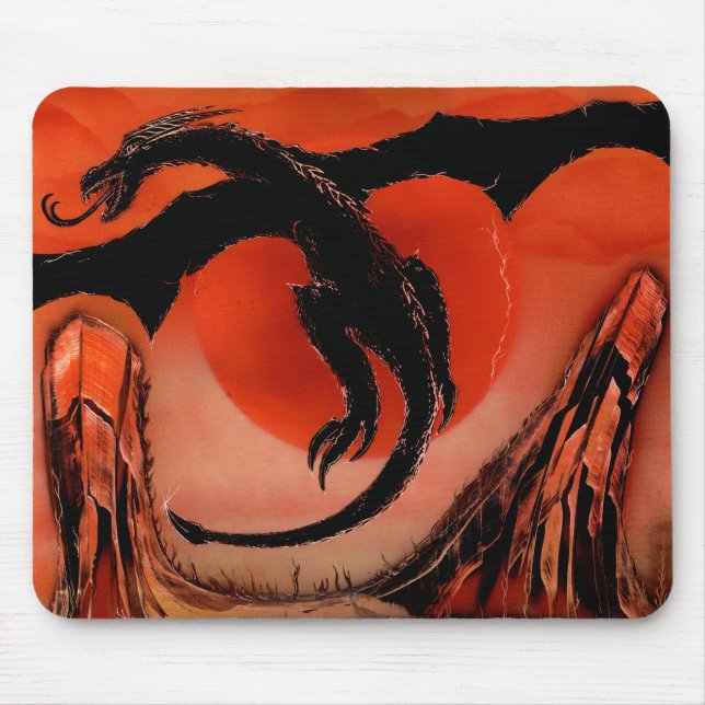 Black Dragon Taking Flight Mouse Pad (Front)