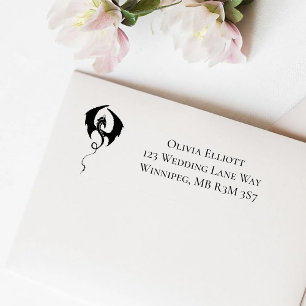 Black Dragon Wedding Address Rubber Stamp