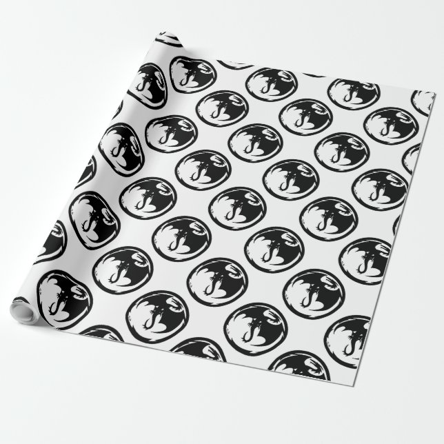 Black Dragon white matte wrapping paper medium (Unrolled)