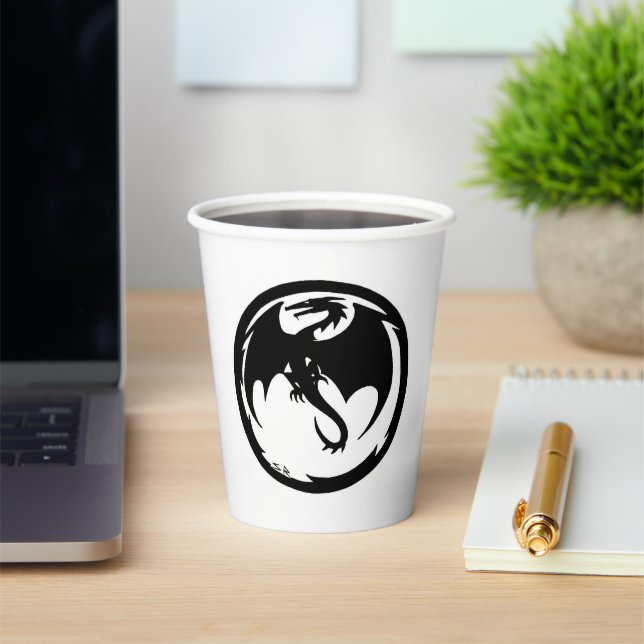 Black Dragon white paper cups (Insitu)