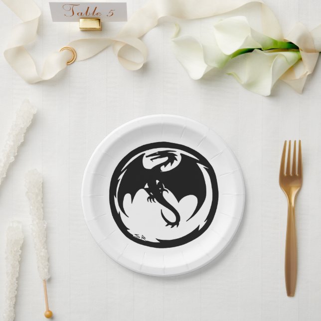 Black Dragon white paper plates (Wedding)