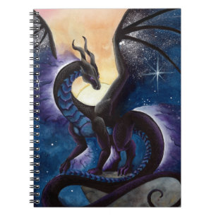 Black Dragon with Night Sky by Carla Morrow Notebook