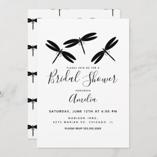 Black Dragonflies Bridal Shower Invitation