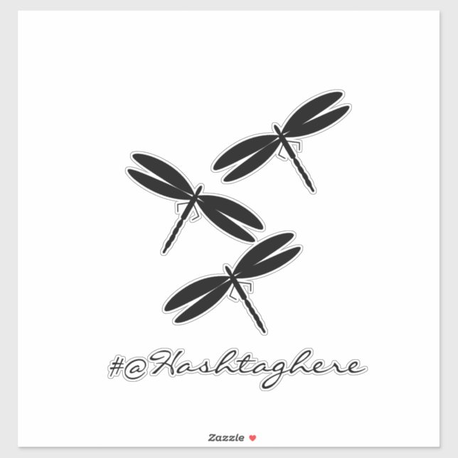 Black Dragonfly Name Script Car Sticker (Sheet)