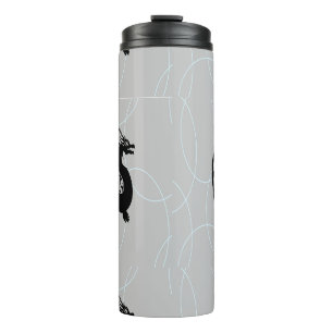 Black dragons on grey thermal tumbler
