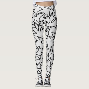 Black dragons pattern outline.b L Grey BG Leggings