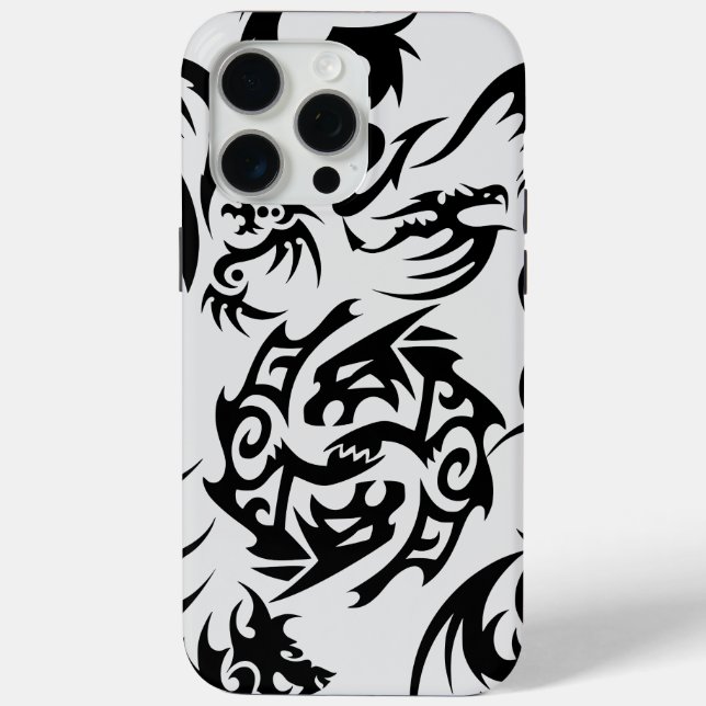 Black dragons pattern outline.b Off white BG 1A Case-Mate iPhone Case (Back)