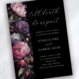 Black Dramatic Moody Floral Gothic Wedding Invitation