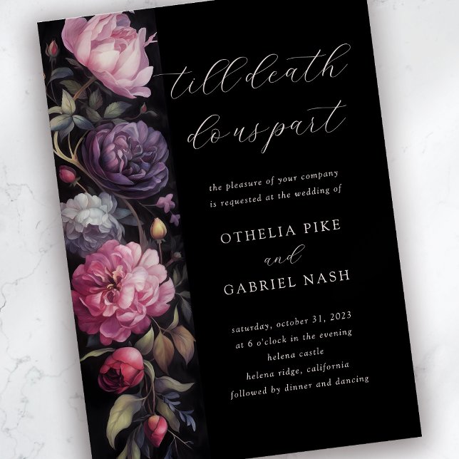 Black Dramatic Moody Floral Gothic Wedding Invitation (Creator Uploaded)