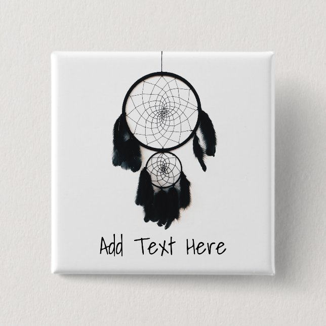 Black Dreamcatcher on White Background 15 Cm Square Badge (Front)
