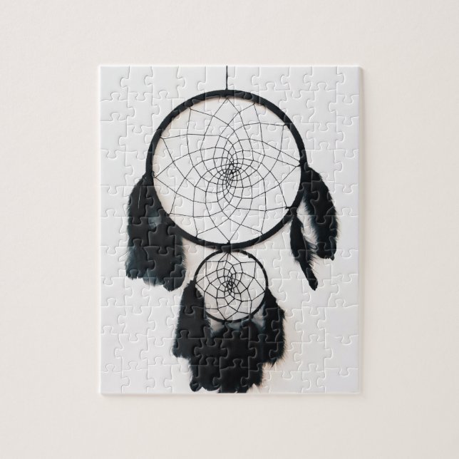 Black Dreamcatcher with Feathers Jigsaw Puzzle (Vertical)