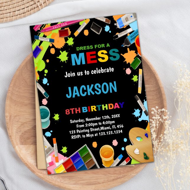 Black Dress For Mess Paint Invitations (Black Dress For Mess Paint Invitations)