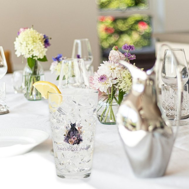 Black dress purple flower bridal shower glass (Creator Uploaded)