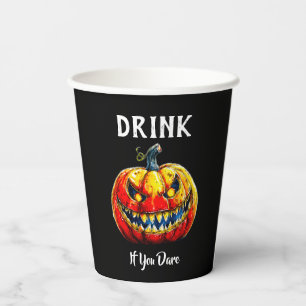 Black Drink if you dare Halloween Smiling Pumpkin Paper Cups