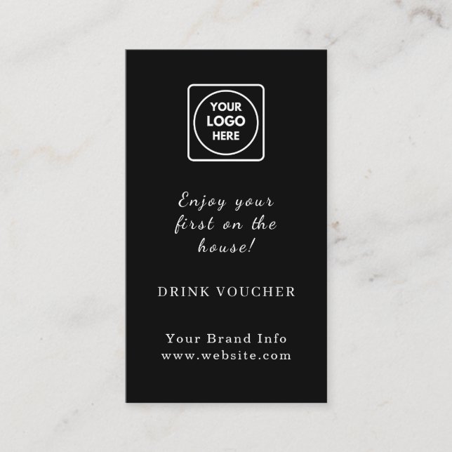 Black Drink Voucher Card | Custom Corporate (Front)