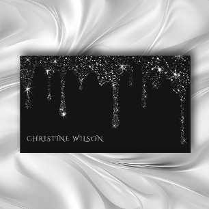 black dripping glitter business card