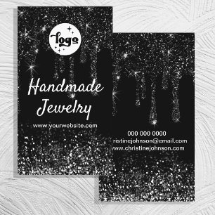 black dripping glitter business card