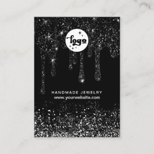 black dripping glitter display card