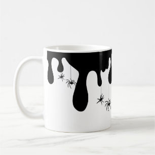 Black Dripping Paint and Creepy Spiders Halloween  Coffee Mug