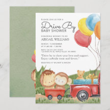 Black Drive-By Woodland Animals Truck Baby Shower