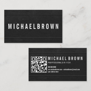 Black Driver Bold Modern QR  Business Card