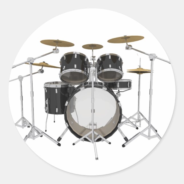 Black Drum Kit: Classic Round Sticker (Front)