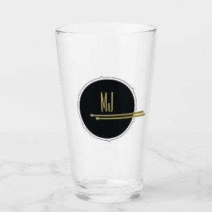 Black Drums Cool Modern Music Monogrammed Glass