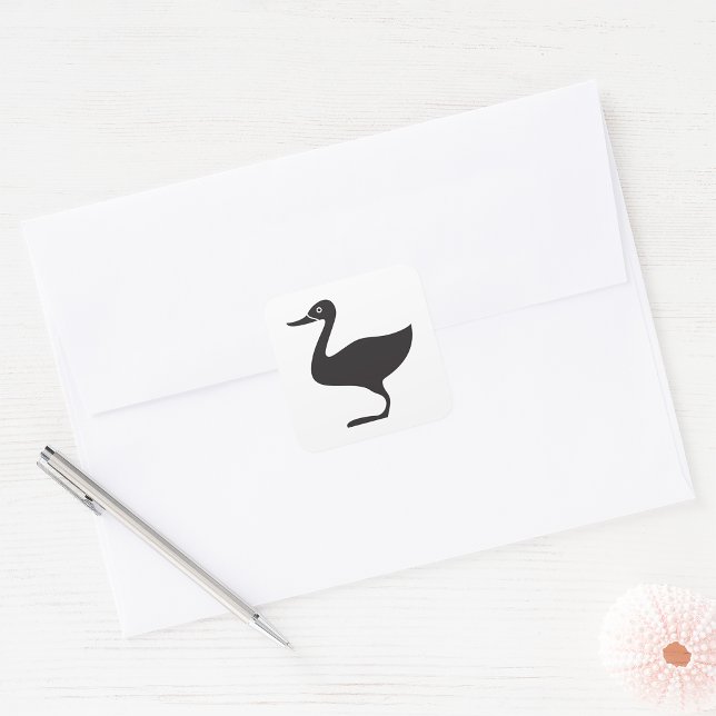 Black Duck Bird Icon Square Sticker (Creator Uploaded)